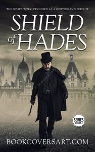 Victorian-era man with a cane walking down a foggy cobblestone street beside a gothic building. Perfect for a Sherlock Holmes novel.