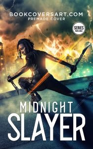 Urban Fantasy and Cyberpunk Book Cover featuring a black female protagonist in a dystopian cityscape with lightning.