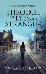 Psychological thriller mystery book cover showing a lone woman walking down a foggy, deserted street lined with dimly lit lamps.
