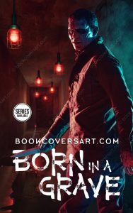 Premade slasher horror book cover featuring a menacing figure with a knife in a dark, blood-soaked corridor.