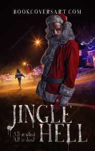 Slasher Horror Book Cover with Zombie Santa and Axe