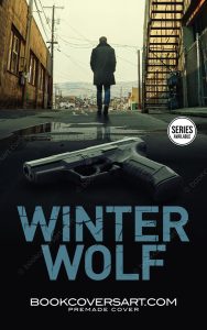 Crime thriller book cover featuring a lone man in an alley with a gun in the foreground.