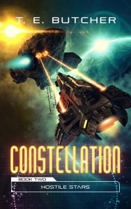 Sci-Fi book cover design for Constellation: Hostile Stars