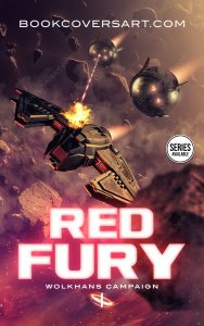 Premade sci-fi book cover featuring a futuristic space battle.