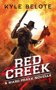 Weird western book cover featuring a gunslinger with fiery magical elements, designed by Ivan Zann.