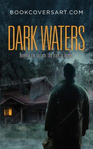 Thriller book cover with a shadowy forest, an isolated cabin, and a mysterious figure in the foreground.