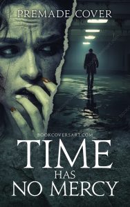Distraught woman and lone figure on a premade Horror Thriller Book Cover