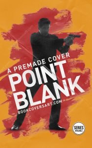 A premade action book cover design featuring a silhouette of a man pointing a gun, suitable for thrillers and crime novels. Ideal for self-publishing