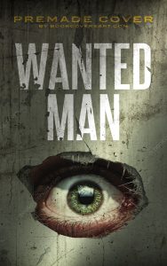 A premade thriller book cover showing an eye peering through a cracked wall, suitable for crime and suspense novels. Ideal for self-publishing authors.