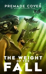 Woman in helmet with space fighters on sci-fi book cover. Ready for self-publishing on KDP and IngramSpark.