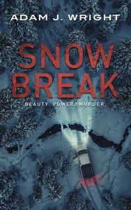 A suspense thriller cover featuring a snowy forest, a vehicle with headlights, and footprints leading away, perfect for survival thrillers. Ideal for self-publishing authors.