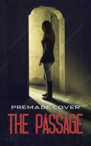 A mysterious woman stands in a dimly lit passageway, creating an eerie and suspenseful atmosphere. A psychological thriller book cover