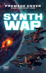 Military sci-fi cover featuring futuristic warships in deep space near a volcanic planet. Made for self-publishing authors.