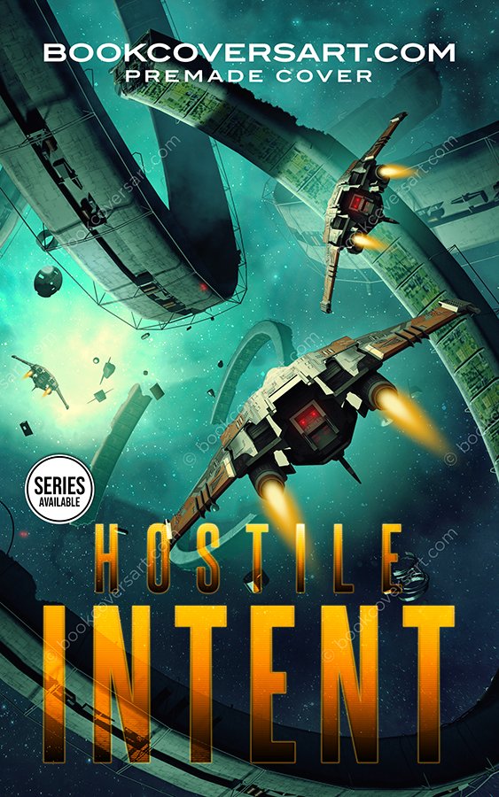 Space opera book cover with starfighters and orbital stations for self-publishing authors.