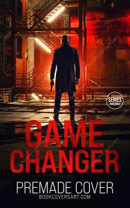 Crime thriller book cover with a man holding a gun in a red industrial setting.