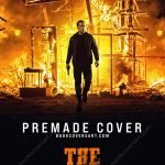 Armed man walking from a burning building on a dramatic arson thriller premade book cover