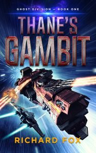 Military space opera book cover with capital ships in combat, commissioned illustration for author Richard Fox by Ivan Zann
