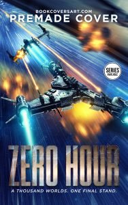 Space battle starship cover showing armed spacecraft firing lasers with explosions in deep blue space