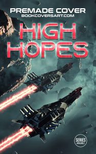 Military science fiction cover showing two spaceships flying through asteroids with red engine glows.