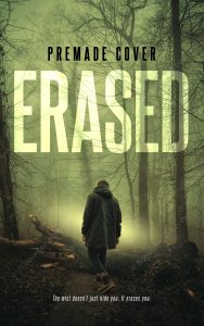 Mystery forest thriller cover showing a man walking alone on a foggy woodland path.