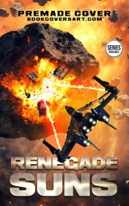 Space fighter battle cover showing starfighter firing lasers as asteroid explodes in deep space
