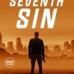 Urban thriller book cover for sale featuring a man holding a gun overlooking a city skyline in orange sepia tones.