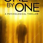 Psychological thriller book cover for sale with silhouette behind textured glass and yellow light