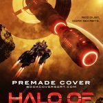 Sci fi book cover for sale with starship approaching large orbital space station in red dust orbit