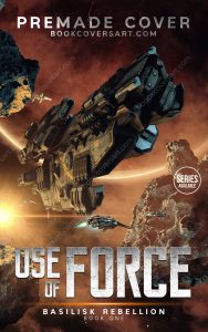 Space fleet cover with large battleship and escort fighters traveling through asteroid field