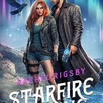 Post apocalyptic fantasy cover design with armed survivors beneath glowing aurora sky
