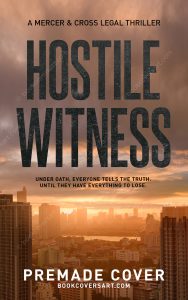 Legal thriller cover with dramatic city skyline beneath heavy clouds at sunset