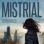 A woman in a dark jacket overlooking a city skyline near water on a legal thriller book cover
