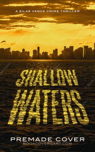 Miami crime thriller cover showing the Miami skyline at sunset above dark reflective waters