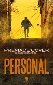 Urban Crime Thriller Cover for sale showing a man running up urban stairs with a handgun